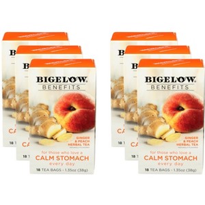 Bigelow Benefits Ginger & Peach Herbal Tea - Case of 6 - 18 Bags - 1 of 2