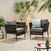 GDFStudio Sefora Outdoor Aluminum and Rope Club Chairs with Cushions (Set of 2), Black/Gray - 2 of 4