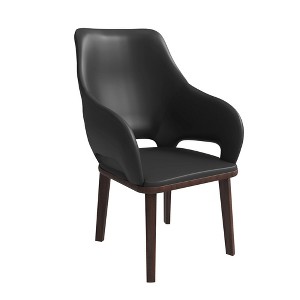 Leather Dining Chair with Rubberwood Base and Padded Seat and Back Vivara Collection - 1 of 4