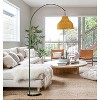 ALOADECOR 75" 1-Light Arc Floor Lamp with Brown Rattan Shade and Black Marble Base - 2 of 4