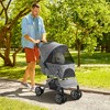 PawHut Travel Pet Stroller for Dogs, Cats, One-Click Fold Jogger Pushchair with Swivel Wheels, Brakes, Basket Storage, Safety Belts, Adjustable Canopy, Zippered Mesh Window Door - 3 of 4