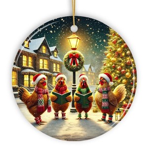 Festive Victorian Chicken Carolers Ornament, Rustic Christmas Gift and Decor| OrnamentallyYou - 1 of 4