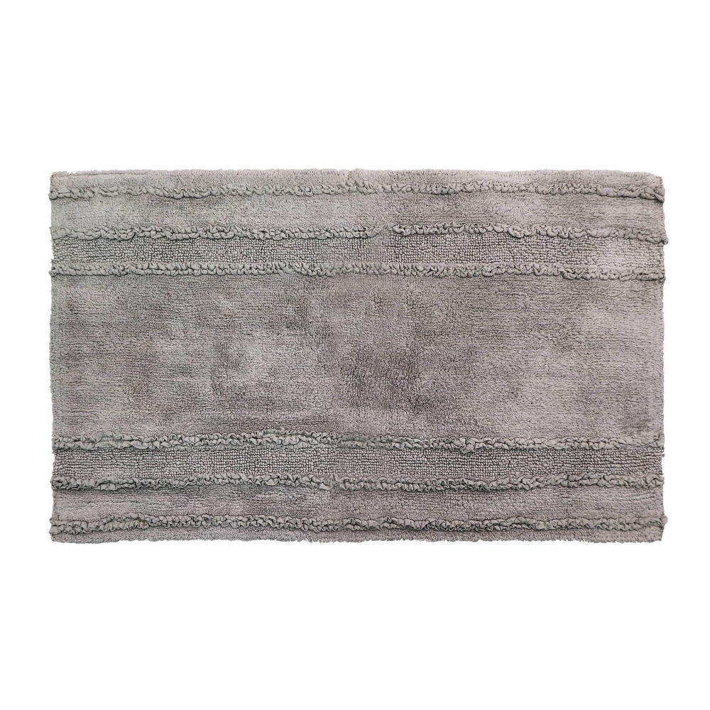  Ruffle Border Collection 100% Cotton Bath Rug Gray