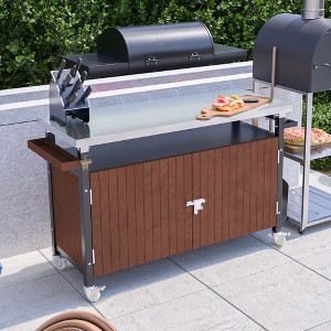 VYNXARIA Large Outdoor Grill Cart: Stainless Steel Tabletop & Versatile Storage Solutions - 1 of 4