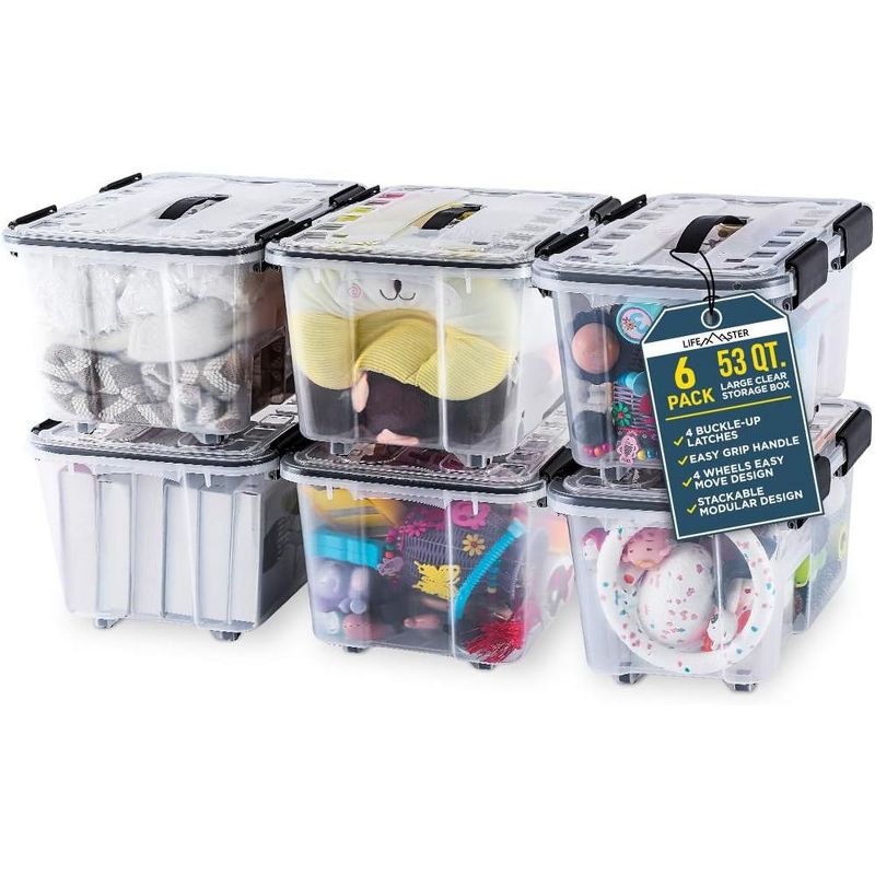 Lifemaster 6-Pack Stackable Storage Boxes - Clear, 1 of 2