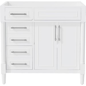 Akoasm 36 Inch Solid Wood Bathroom Vanity Storage Cabinet With Tip-out Drawers, Adjustable Shelf(No Sink)-White - 1 of 4