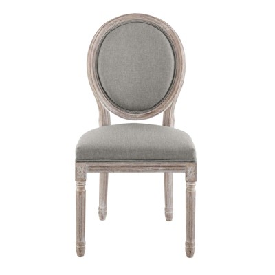 Emanate Fluted Wood Frame Light Gray Upholstered Side Chair