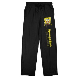 Spongebob Squarepants Spongebob Half Tone Text Men's Black Sleep Pajama Pants - 1 of 4