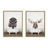 Kate and Laurel Sylvie Bison Rustic Bubble Bath and Moose Rustic Bubble Bath Framed Canvas by Amy Peterson Art Studio, 2 Piece 18x24, Natural - image 2 of 4