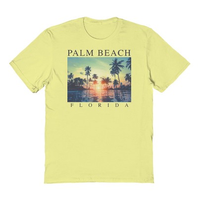 Rerun Island Men's Palm Beach Beach Photo Florida Short Sleeve Graphic Cotton T-shirt