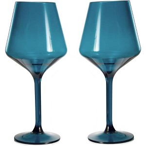 The Wine Savant Shatterproof Muted Blue Acrylic Wine Glasses, Stylish & Luxurious Design, Unique Addition to Home Bar - 2 pk - 1 of 1