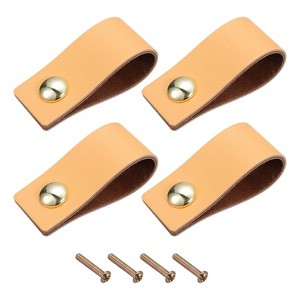 Unique Bargains Leather Dresser Door Cabinet Knobs and Pulls 4 Pcs - 1 of 4