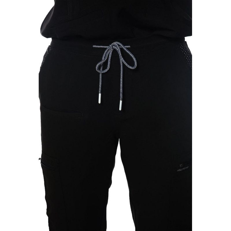 Members Only Women’s Scrub Jogger Cargo Pant with Open Bottom Leg (Printed Waist Pocket Bags), 6 of 7