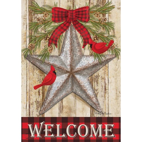 Briarwood Lane Festive Barnstar Winter Garden Flag Primitive Welc - image 1 of 4