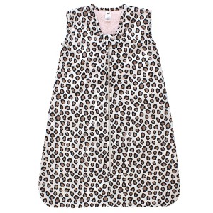 Hudson Baby Infant Girl Plush Faux Fur Sleeping Bag, Wearable Blanket, Leopard Pink - 1 of 2