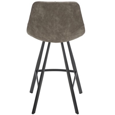 Ryanne Grey Vegan Leather and Black Metal Counter Stool