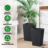 GustoWave 16 Inch Tall Planter Set of 2 Large Rattan Flower Pot with 2 Trays & a Water Level Monitor & Wheels Outdoor and Indoor for Patio, Porch - 2 of 4