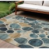 Teal Blue Beige And Ivory Geometric Washable Indoor Outdoor Area Rug - 2 of 4