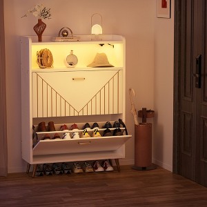 Aheaplus Shoes Cabinet with Motion Sensor, Open Storage Cabinet Holds 16 Pairs - 1 of 4