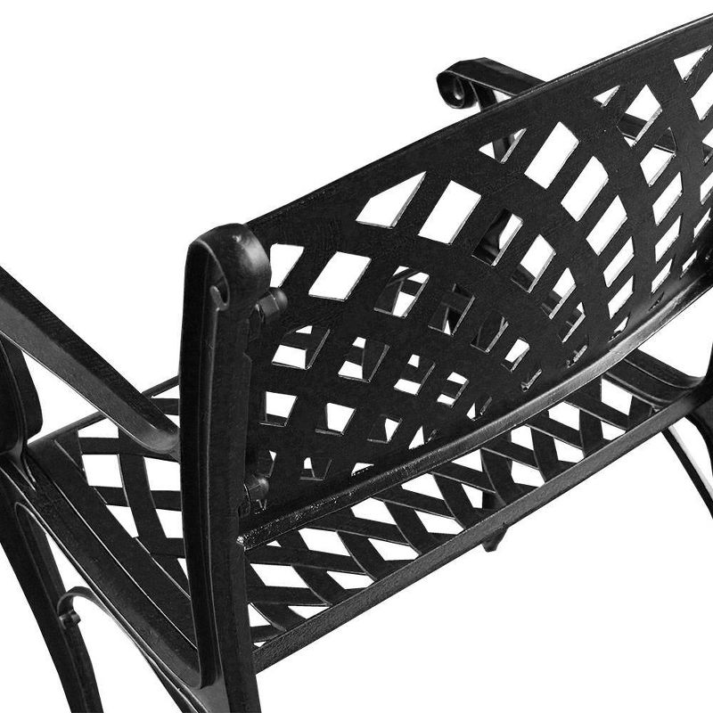 Modern Outdoor Mesh Cast Aluminum Patio Dining Chair - Black - Oakland Living, 6 of 7