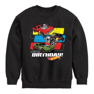 Boys' - Hot Wheels - Its My Birthday Graphic Long Sleeve Fleece Sweatshirt - 1 of 3