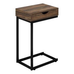 Monarch Specialties Accent Table C-Shaped End Side Snack Storage Drawer Living Room Bedroom Metal Laminate Brown Black Contemporary Modern - 1 of 4