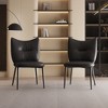 Luck Live Dining Chairs Set of 2 Leather Upholstery Metal Frame - 2 of 4