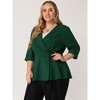 Agnes Orinda Women's Plus Size Notched Lapel Ruffle Peplum Ruched Buttons Outfits Blazers - 3 of 4