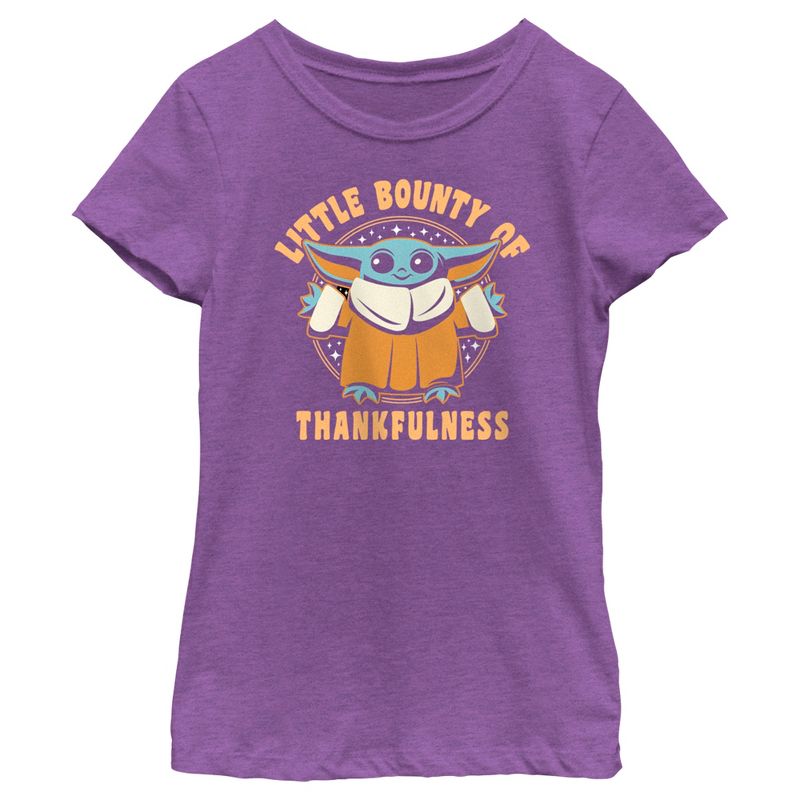 Girl's Star Wars: The Mandalorian Grogu Little Bounty of Thankfulness T-Shirt, 1 of 5