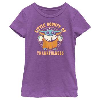 Girl's Star Wars: The Mandalorian Grogu Little Bounty of Thankfulness T-Shirt
