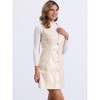 INSPIRE CHIC Women's Faux Leather Pinafore Button Down V Neck Sleeveless Mini Overall Dresses - 4 of 4
