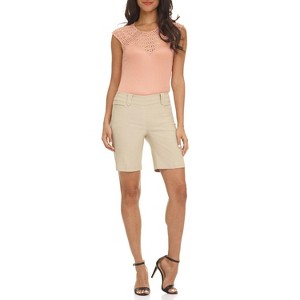 Rekucci Women's Ease into Comfort Modern Office Shorts – Chic Pull-On Style with Pockets - 1 of 4