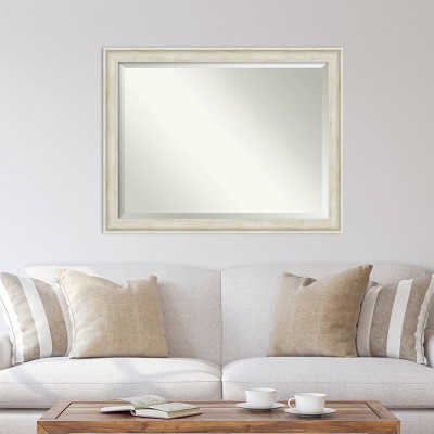 Regal Birch Cream Rustic Rectangular Wall Mirror 41.82" x 52.2"