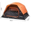 VisioGear Camping Tent 2/3/4 Person, Waterproof Windproof Double Layer with Rainfly, Easy Setup for Hiking, Black&Orange, 83.9"*58.3"*47.3" - 3 of 4