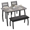 Sturdy Wooden Kitchen Dining Table Set for 4 with Chamfer Design and Metal Legs - 3 of 4