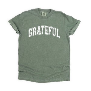 Simply Sage Market Women's Grateful Varsity Short Sleeve Garment Dyed Tee - 1 of 4