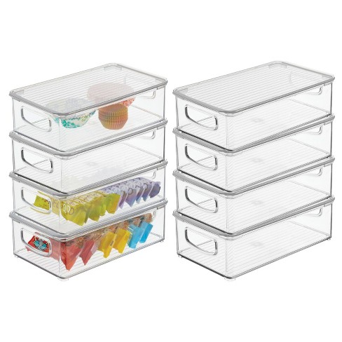 mDesign Plastic Kitchen Food Storage Bin with Lid, Small - 4 Pack - Clear