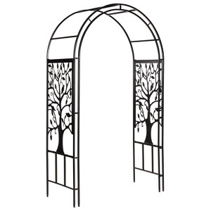 Evergreen Plow & Hearth Tree of Life Garden Arbor 7 Feet | Slim Metal Arch with Iron Trellis for Climbing Plants | Wedding Arbor | Outdoor Patio - 1 of 4