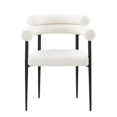 NicBex Set of 2 Dining Chair Modern Upholstered Kitchen Chairs with Round Boucle Backrest for Dining Room