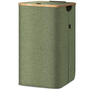 HOMLUX 2.8bu Laundry Hamper with Lid, Bamboo Pull Handles, Internal Support - 1 of 4