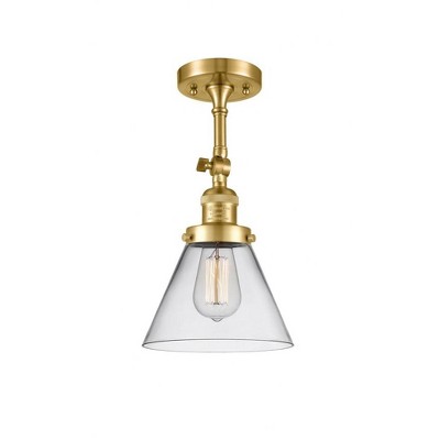 Cone - 1 Light Semi-Flush Mount In Industrial Style-14.5 Inches Tall and 7.75 Inches Wide