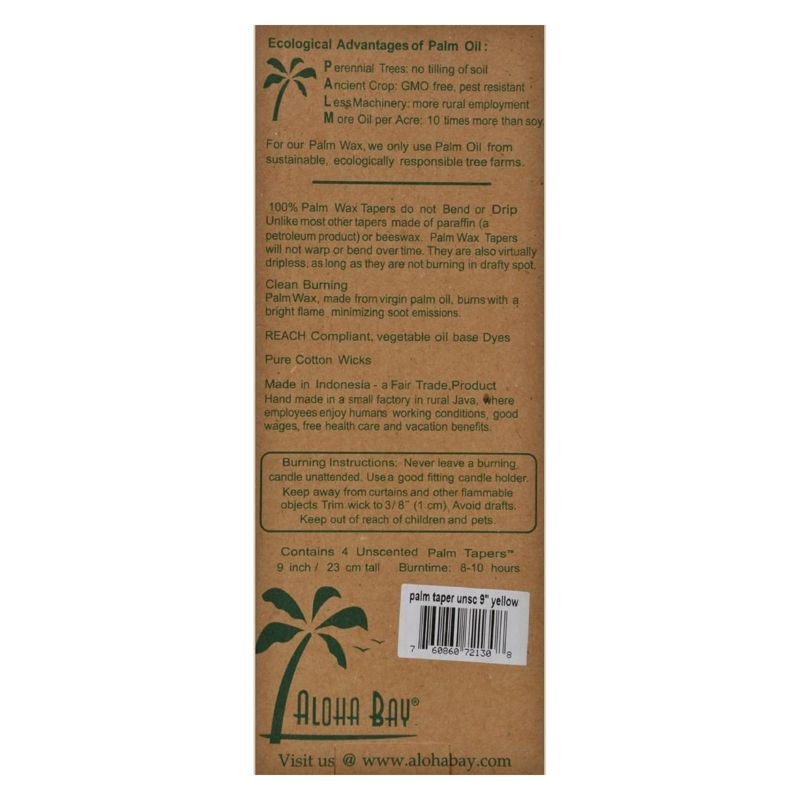 Aloha Bay Yellow Unscented Palm Taper Candles - 4 ct, 2 of 3