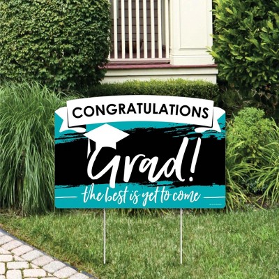 Big Dot of Happiness Teal Grad - Best is Yet to Come - Turquoise Graduation Party Yard Sign Lawn Decorations - Congratulations Party Yardy Sign