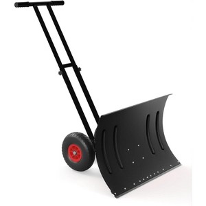 COZONY 30" Wheeled Snow Shovel, Heavy-Duty Carbon Steel Snow Pusher with 5-Position Adjustable Handle, Multi-Angle Blade & 10" Wheels for Driveway - 1 of 4