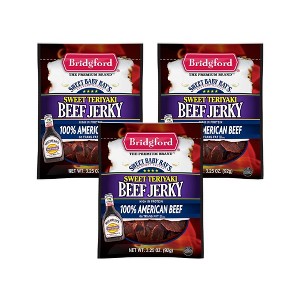 Bridgford Sweet Baby Ray’s Beef Jerky Sweet Teriyaki 3.25 oz - High Protein Beef Jerky Teriyaki for On the Go Snacking and Busy Lifestyles - 1 of 4