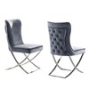 Royal Hampton Side Dining Chair Set of 2, Chrome Metal, Gray Button Tufted Velvet - 2 of 4