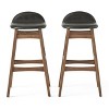 GDFStudio Tenley Mid-Century Modern Upholstered 30.5 Inch Barstools with Rubberwood Legs (Set of 2) - 2 of 4