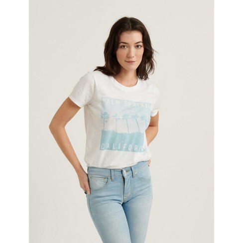 Lucky Brand Women's Palm Springs Vintage Tee - White - White Large