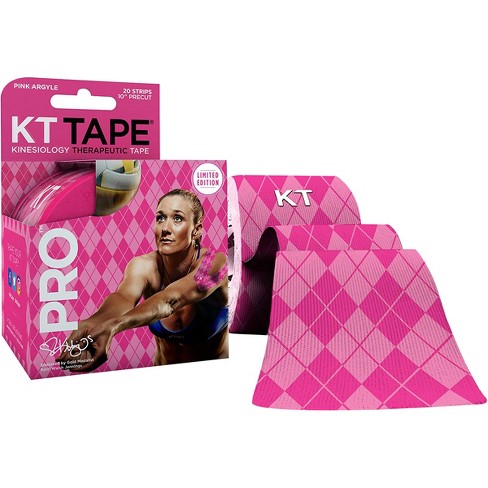Kt Tape Pro 10 Precut Kinesiology Elastic Sports Roll - 20 Strips - Pink  Argyle : Target