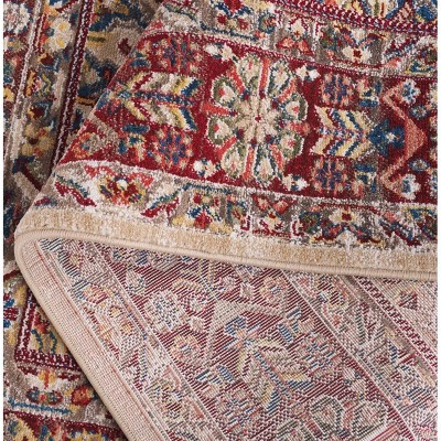 Ivory and Red 9' x 12' Synthetic Reversible Area Rug